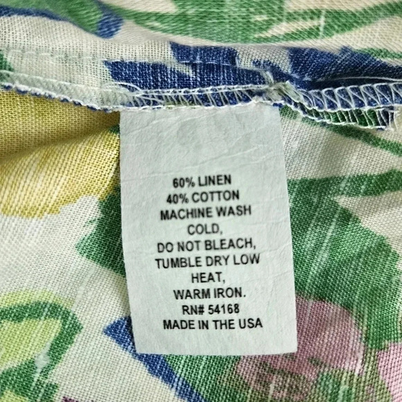 Elliott Lauren colorful floral linen blend pullover office career top M - Picture 5 of 9